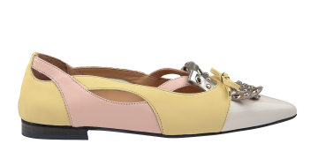 Babouche Dunja White Pastel Yellow Ballerina
