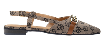 Babouche Lima beige cognac print Slingback