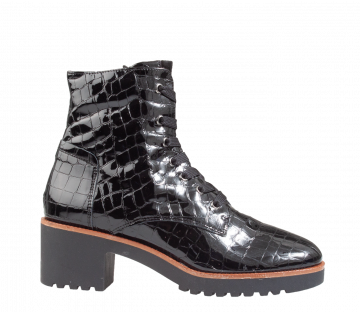 DL-Sport 5931 zwart croco lakleer veterboot