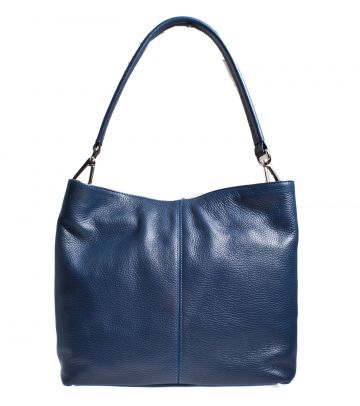 Leren tas blauw met 3 vakken