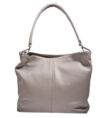 Leren tas licht taupe met 3 vakken