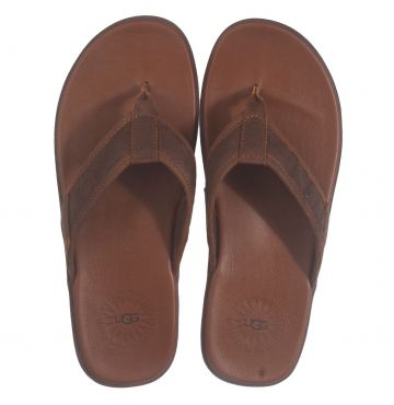 UGG Seaside Flip Leather cognac slipper