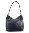 Chantal 1993 donker blauw leren tas met 3 vakken. 