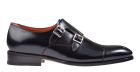 Santoni 15006 zwart kalfsleer gespschoen.