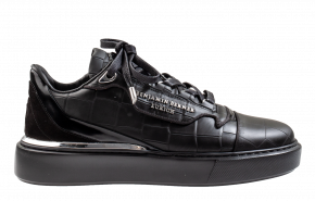 Benjamin Berner BNJ Raphael Matt Crocodile Black Low-Top Sneaker
