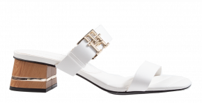 Tommy hilfiger Hardware Block Mid Heel wit Slipper