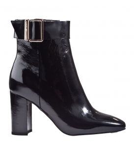 Tommy Hilfiger Patent Square Toe Boot zwart lak enkellaars