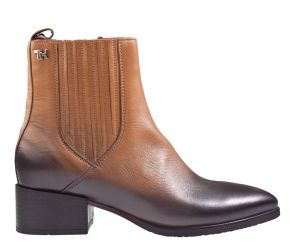Tommy Hilfiger schaded-leather flat boot cognac enkellaars