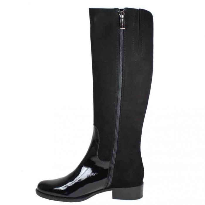 Brunella 347 zwart lak lange laars. Brunella 3288 zwart lak laars