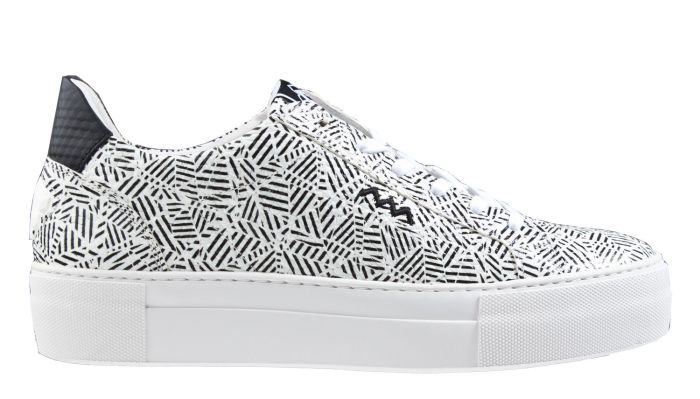 Floris van Bommel 85333/01 zwart/wit print sneaker