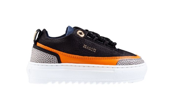 Mason Garments kids Firenze 17A Nubuck/Leather Black/Orange sneaker