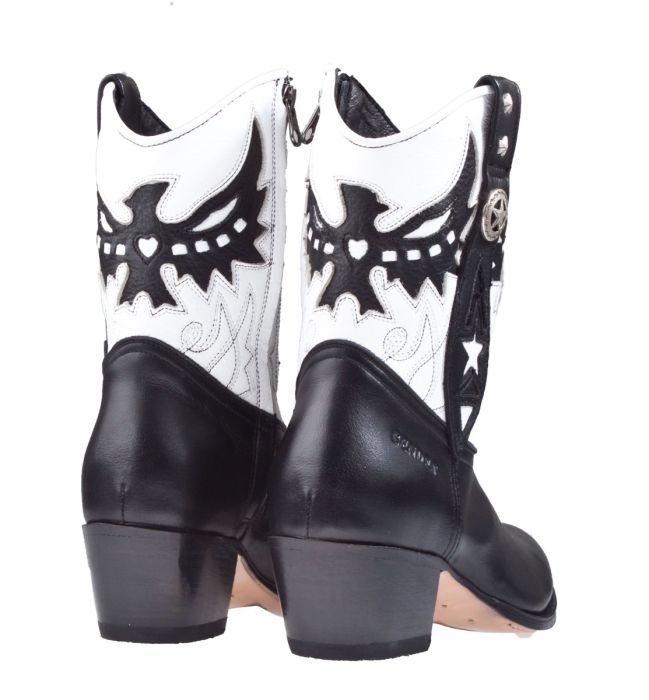 Sendra 14298 zwart wit leer laars