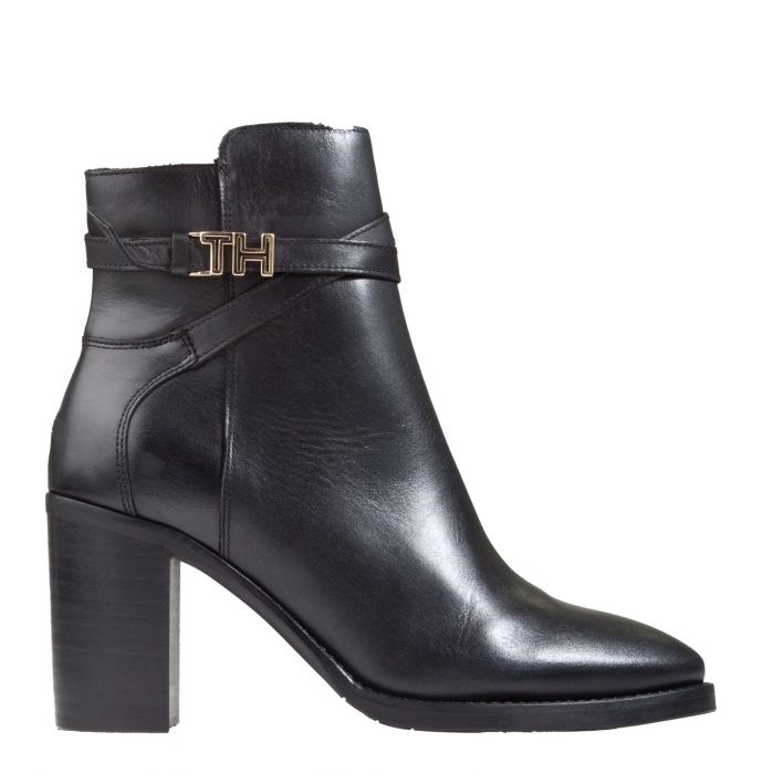 Inspecteren Andrew Halliday replica Tommy Hilfiger Hardware Leather High Bootie zwart enkellaars